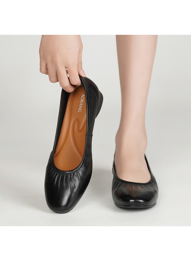 AOKANG Spring New Women's Shoes Shallow Opening Soft Sole Comfortable Commuting Simple Women's Flats - Image 2