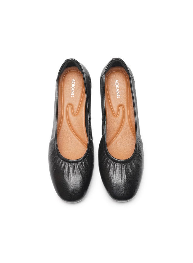 AOKANG Spring New Women's Shoes Shallow Opening Soft Sole Comfortable Commuting Simple Women's Flats - Image 3
