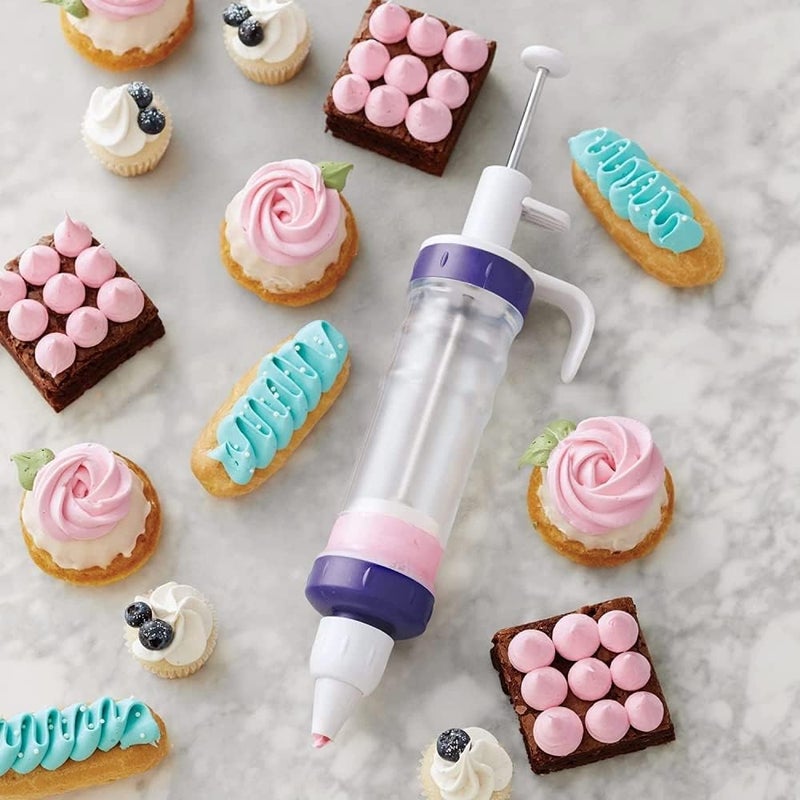 Wilton Dessert Decorator  The Kit Includes a PlungerStyle Tool 2 Couplers 1 Fill Tip 4 Decorating Tips Plastic White  Purple - Image 4