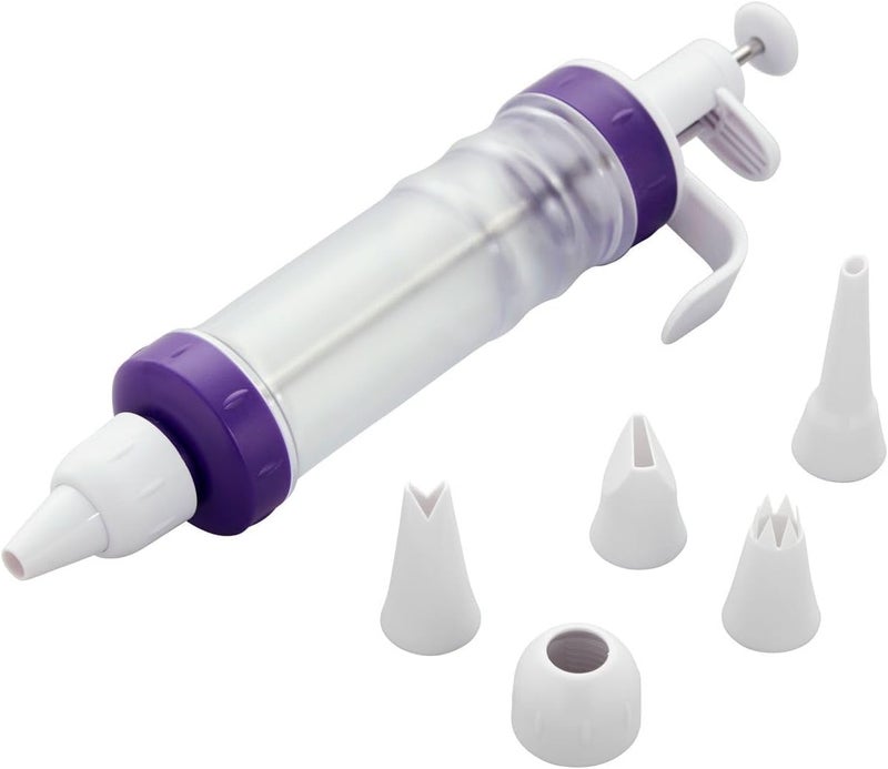 Wilton Dessert Decorator  The Kit Includes a PlungerStyle Tool 2 Couplers 1 Fill Tip 4 Decorating Tips Plastic White  Purple - Image 1