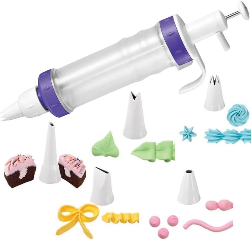 Wilton Dessert Decorator  The Kit Includes a PlungerStyle Tool 2 Couplers 1 Fill Tip 4 Decorating Tips Plastic White  Purple - Image 2