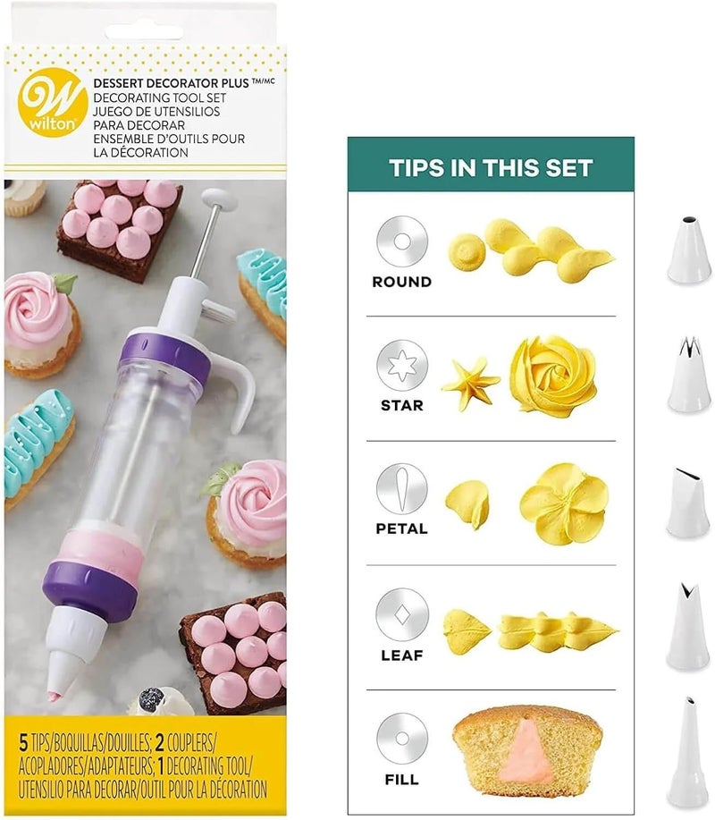 Wilton Dessert Decorator  The Kit Includes a PlungerStyle Tool 2 Couplers 1 Fill Tip 4 Decorating Tips Plastic White  Purple - Image 5