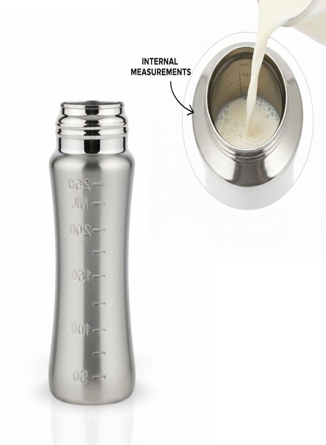 SPEEDEX Stainless Steel Baby Feeding Bottle 250 ml with Internal ML Marking | 304 Grade Steel | BPA Free & Plastic Free | Anti-Colic Silicone Medium Flow Nipple | Leak Resistant Infant Milk Bottle for Newborn & Babies - Image 2