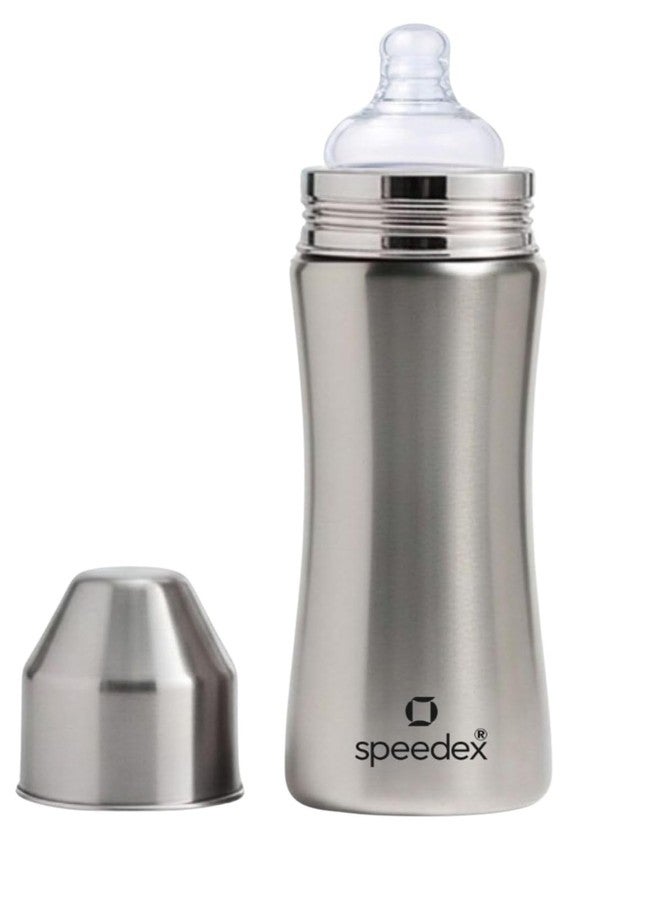 SPEEDEX Stainless Steel Baby Feeding Bottle 250 ml with Internal ML Marking | 304 Grade Steel | BPA Free & Plastic Free | Anti-Colic Silicone Medium Flow Nipple | Leak Resistant Infant Milk Bottle for Newborn & Babies - Image 1