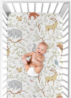 Sweet Jojo Designs Sweet Jojo Designs Fitted Crib Sheet for Woodland Toile Baby/Toddler Girl or Boy Bedding Set Collection - Animal Print  - Image 4