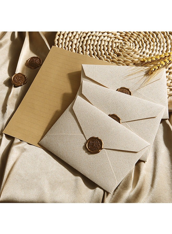 Writing Paper and Envelopes Set with Wax Seal Samp, 6 Vintage Textured White Envelopes 20 Krafts and 6 Wax Sealing Stickers for Writing Letter - Image 4