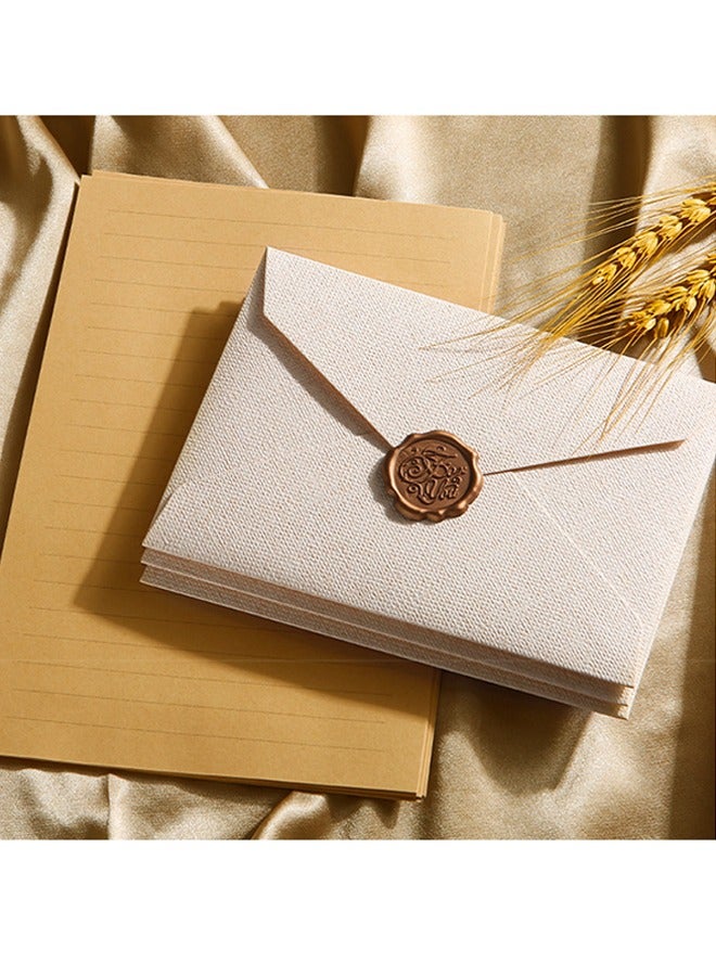Writing Paper and Envelopes Set with Wax Seal Samp, 6 Vintage Textured White Envelopes 20 Krafts and 6 Wax Sealing Stickers for Writing Letter - Image 2