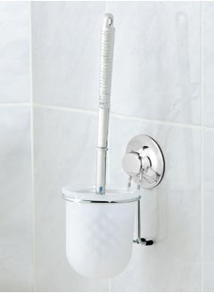 EVERLOC Everloc Toilet Brush with Holder, No Drilling, No Screws, No Glue, No Adhesive, Vacuum Suction Wall Mounted Chrome Set for Bathroom, Toilet Bowl Brush Cleaner, Easy Install, EVL-10208  - Image 1