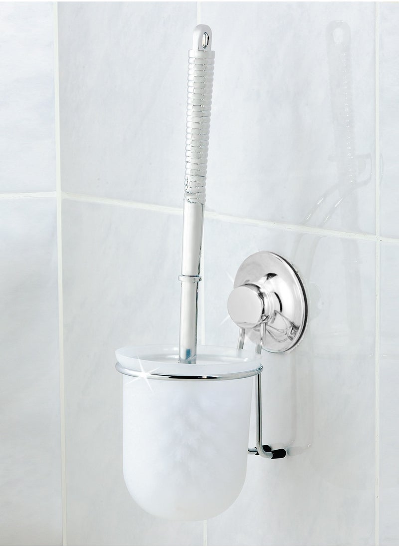 EVERLOC Everloc Toilet Brush with Holder, No Drilling, No Screws, No Glue, No Adhesive, Vacuum Suction Wall Mounted Chrome Set for Bathroom, Toilet Bowl Brush Cleaner, Easy Install, EVL-10208  - Image 1
