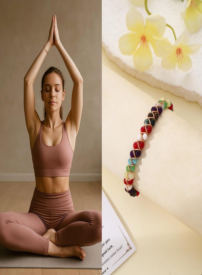 Sistble 7 Chakra Bracelets for Women, Chakra Stones Healing Crystal Bracelet Christmas gift Stocking Stuffers Anxiety Yoga Meditation Relax Spiritual Inspirational Gifts - Image 4