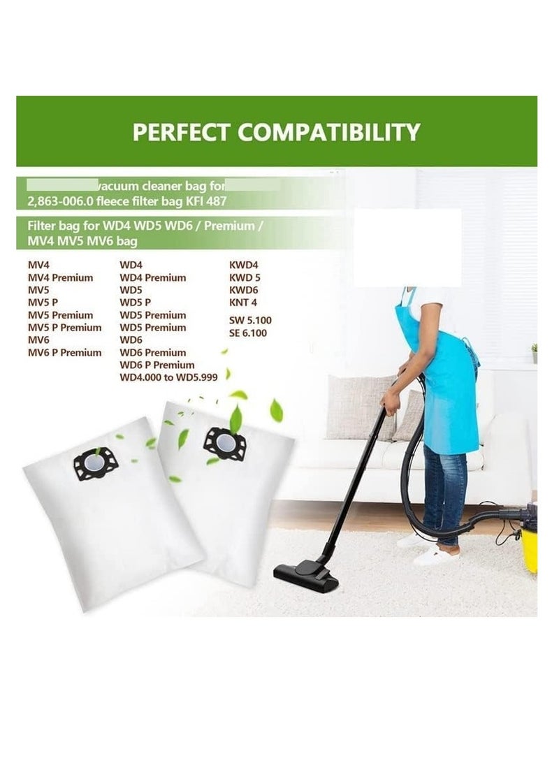 بريميفي 4 قطع من أكياس الفلتر المتوافقة مع كارشر WD4 WD5 WD6 SE4001 SE4002 إلخ - Image 2
