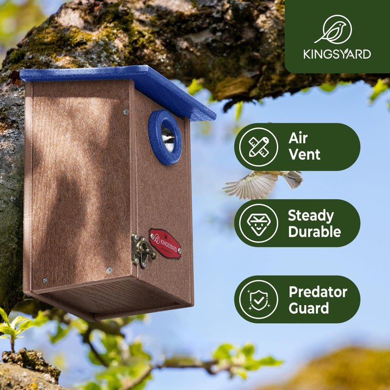 Kingsyard Recycled Plastic Bird House for Outdoors - Weatherproof Wren Bird Nesting with Predator Guard & Air Vents, Blue - Image 2