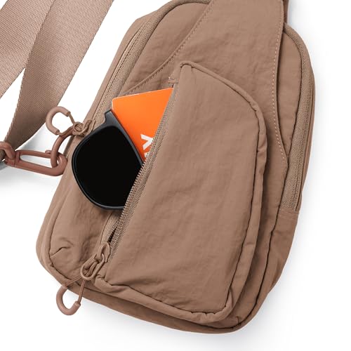 ODODOS Daily Sling Bag with Adjustable Straps Crossbody Chest Bag Lightweight Small Backpack for Casual Outdoor Traveling Hiking, Brown - Image 4