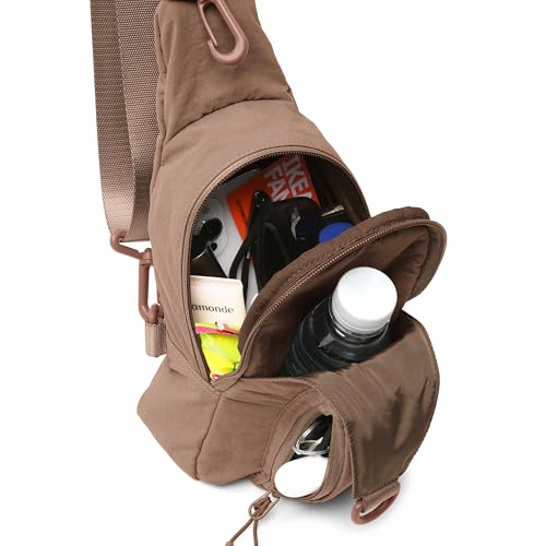 ODODOS Daily Sling Bag with Adjustable Straps Crossbody Chest Bag Lightweight Small Backpack for Casual Outdoor Traveling Hiking, Brown - Image 3