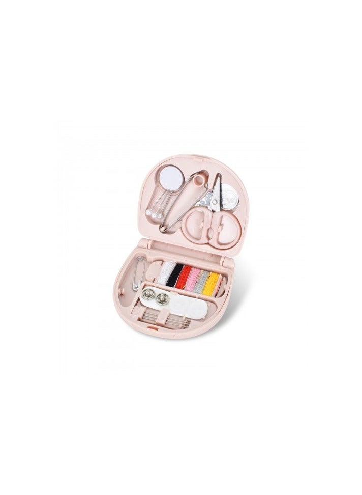 Mini Sewing Kit – Cute Pink Travel Sewing Set with Thread, Needle, Scissors, Snap Buttons – Compact Organizer Box for Quick Repairs - Image 1