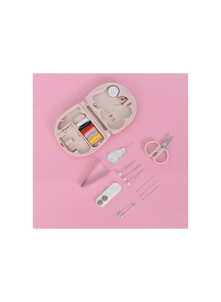 Mini Sewing Kit – Cute Pink Travel Sewing Set with Thread, Needle, Scissors, Snap Buttons – Compact Organizer Box for Quick Repairs - Image 3
