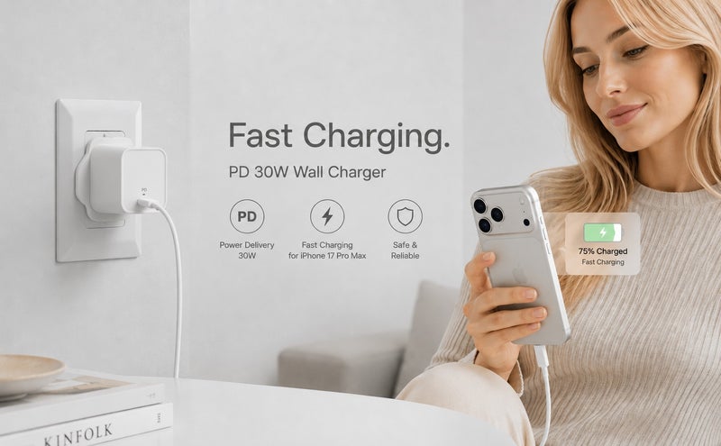 يوبلو شاحن جداري يو بي إل يو بقوة 30 واط بمنفذ USB-C، يدعم الشحن السريع PD وPPS، منفذ واحد من النوع C، صغير الحجم، يعمل بجهد 100-240 فولت تيار متردد، قابس بريطاني، أبيض - Image 4