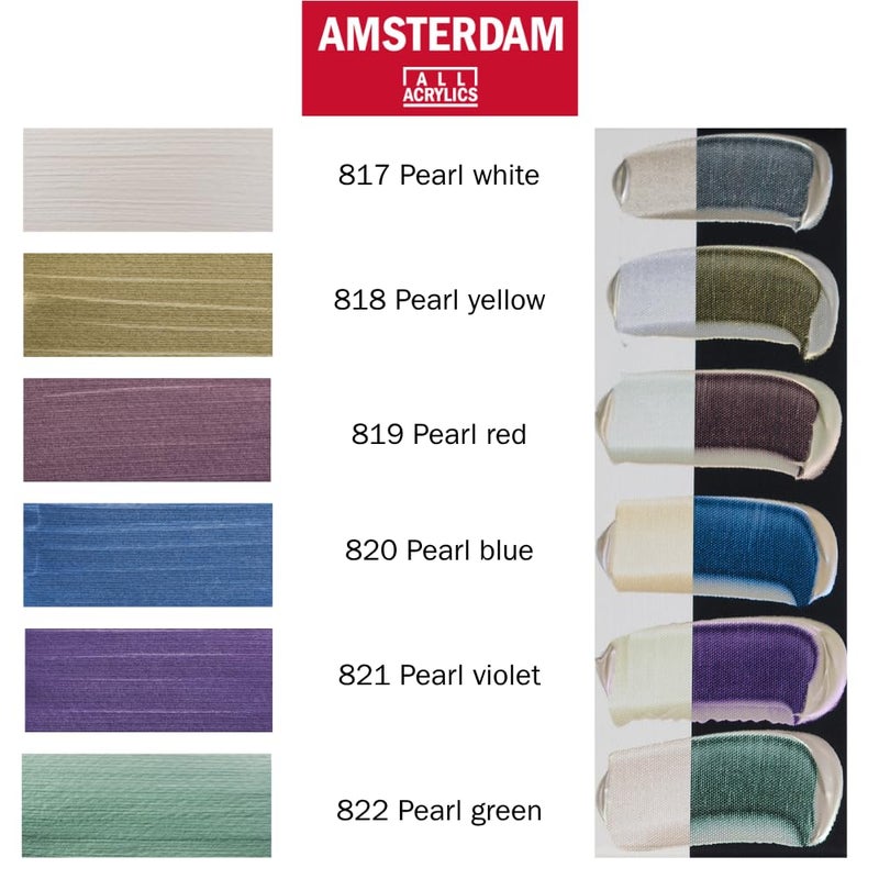 AMSTERDAM طقم طلاء أكريليك قياسي أمستردام 6x20 مل، لؤلؤي - Image 2