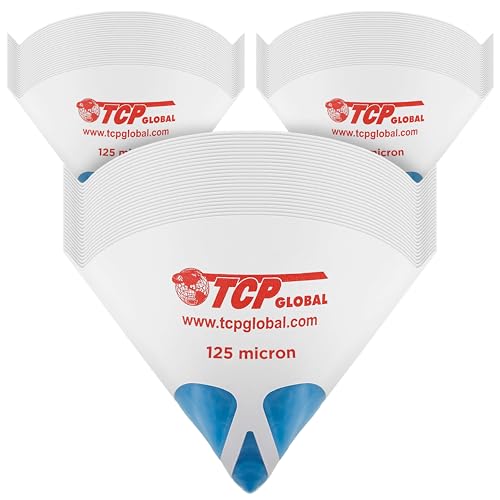 TCP Global - Pack of 250 - Paint Strainers with Ultra-Fine 125 Micron Filter Tips - Premium Pure Blue Ultra-Flow Blue Nylon Mesh - Cone Paint Filter Screen - Finely Strain Auto, Car, House Paint - Image 1