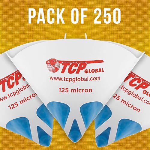 TCP Global - Pack of 250 - Paint Strainers with Ultra-Fine 125 Micron Filter Tips - Premium Pure Blue Ultra-Flow Blue Nylon Mesh - Cone Paint Filter Screen - Finely Strain Auto, Car, House Paint - Image 3