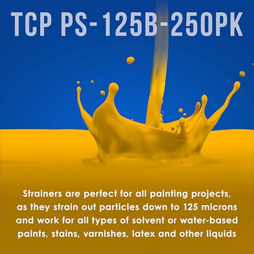 TCP Global - Pack of 250 - Paint Strainers with Ultra-Fine 125 Micron Filter Tips - Premium Pure Blue Ultra-Flow Blue Nylon Mesh - Cone Paint Filter Screen - Finely Strain Auto, Car, House Paint - Image 4