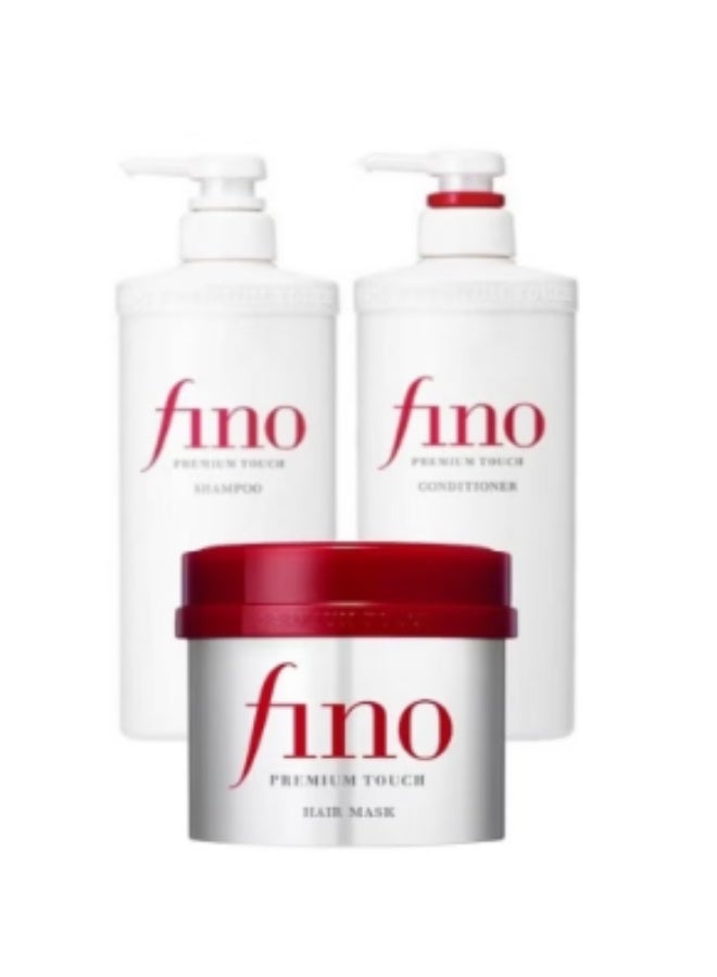فينو مجموعة العناية بالشعر فينو بريميوم تاتش - شامبو (550 مل)، بلسم (550 مل)، ماسك (230 جرام)، - لإصلاح الشعر الجاف والتالف - Image 1