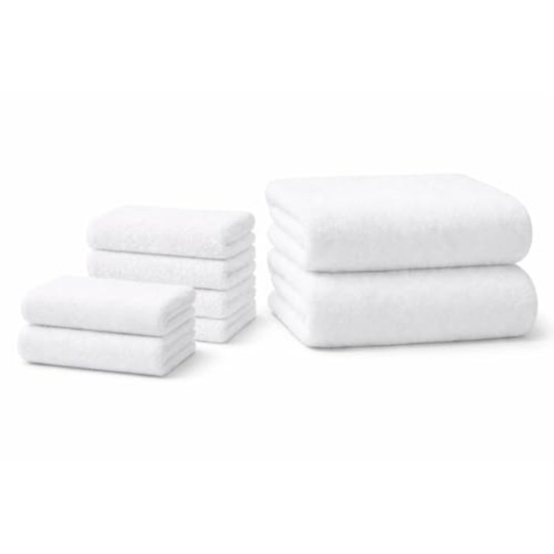 Premium Cotton Bath Towel 8-Piece Set, Brilliant White - Image 2