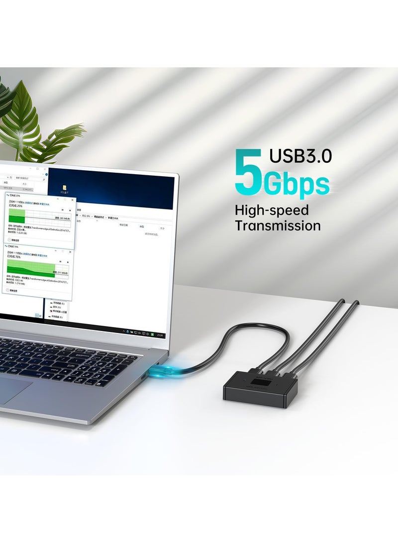 USB Switch 3.0, 1 in 2 Out/2 in 1 Out Bi-Directional USB Selector Switcher 5Gbps, Bi-Directional USB Switch Selector, 2 Computers Share 1 USB, USB Sharing, for PCs Mouse Keyboard Printer Scanner