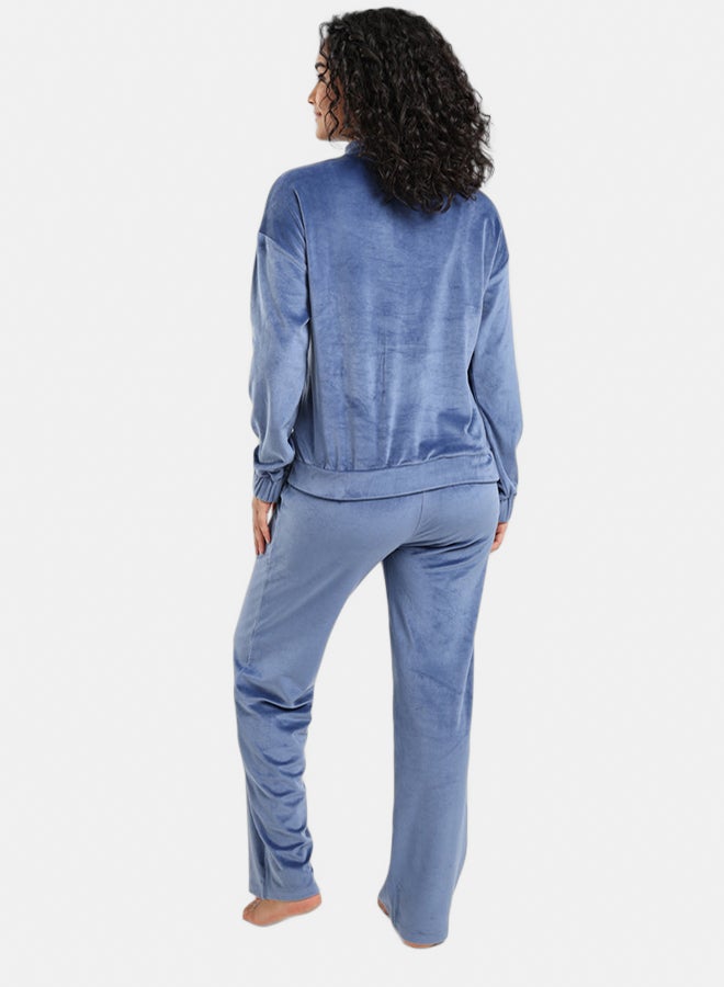 Carina Velvet High Neck Pyjama Set - Image 3
