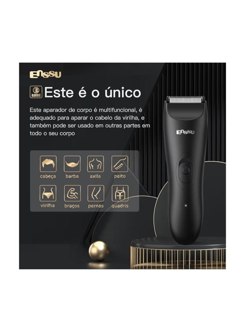 ENSSU Body Hair Trimmer for Men, Manscape Groin & Ball Trimmer, Waterproof Electric Beard & Body Shaver with Skin-Safe Ceramic Blade, Digital Display, 60-Min Run Time, Adjustable Lengths - Image 2