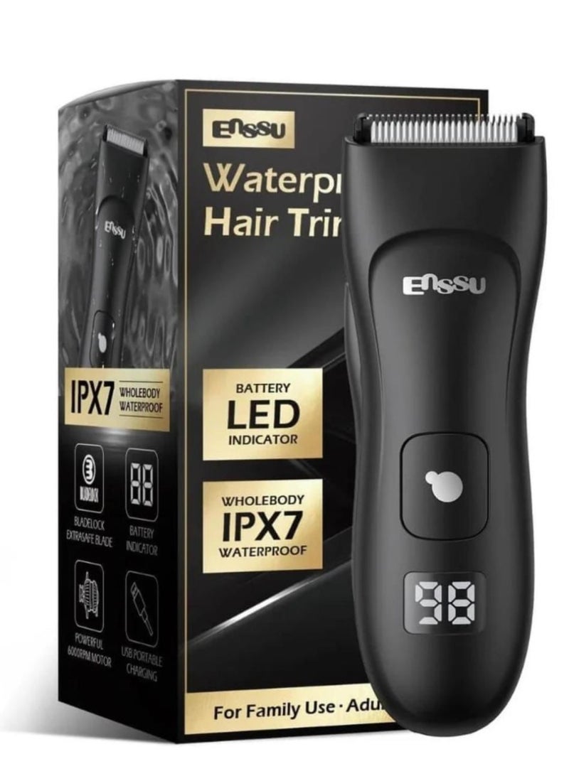 ENSSU Body Hair Trimmer for Men, Manscape Groin & Ball Trimmer, Waterproof Electric Beard & Body Shaver with Skin-Safe Ceramic Blade, Digital Display, 60-Min Run Time, Adjustable Lengths - Image 1