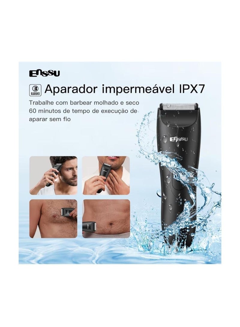 ENSSU Body Hair Trimmer for Men, Manscape Groin & Ball Trimmer, Waterproof Electric Beard & Body Shaver with Skin-Safe Ceramic Blade, Digital Display, 60-Min Run Time, Adjustable Lengths - Image 3