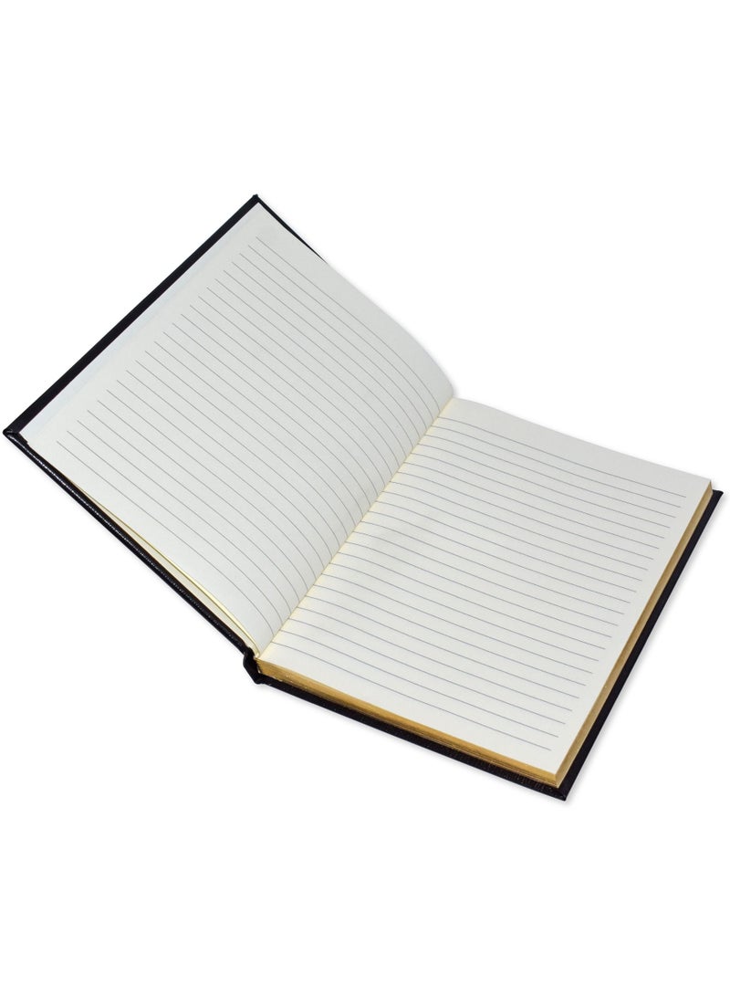 FIS Golden Notebook Bonded Leather, Size A5, Italian Ivory Paper, 70 GSM, 196 Pages, 8 mm Ruled, Hard Cover, Gold Gilded Edges, Colour Black - FSNBHCA5GIVBLBK - Image 2