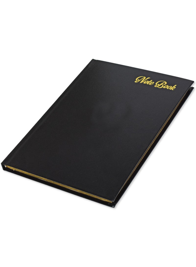 FIS Golden Notebook Bonded Leather, Size A5, Italian Ivory Paper, 70 GSM, 196 Pages, 8 mm Ruled, Hard Cover, Gold Gilded Edges, Colour Black - FSNBHCA5GIVBLBK - Image 1