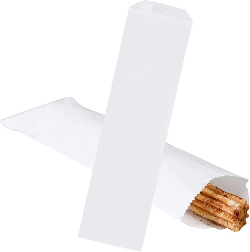 The Baker Celebrations 200 Disposable Silverware Flatware Paper Bags 275 x 10 inches White Plain Churro Bag Kitchen Cutlery Utensils Holder Made in USA  - Image 5