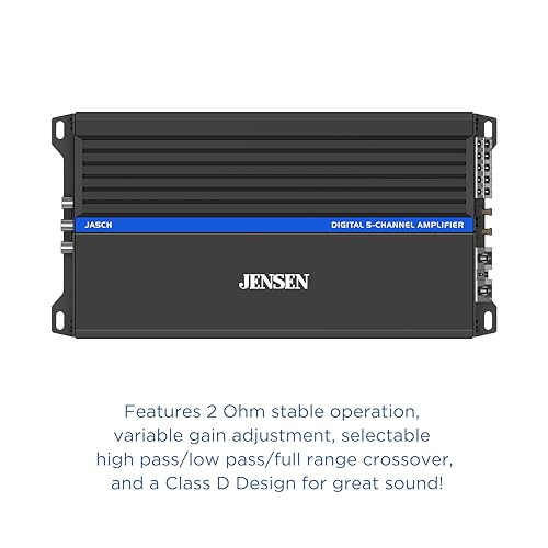 JENSEN JA5CH Class-D 5-Channel Amplifier Car Audio | 1500 Watts Peak Power | Efficient Compact Design | Bridegeable - Image 5