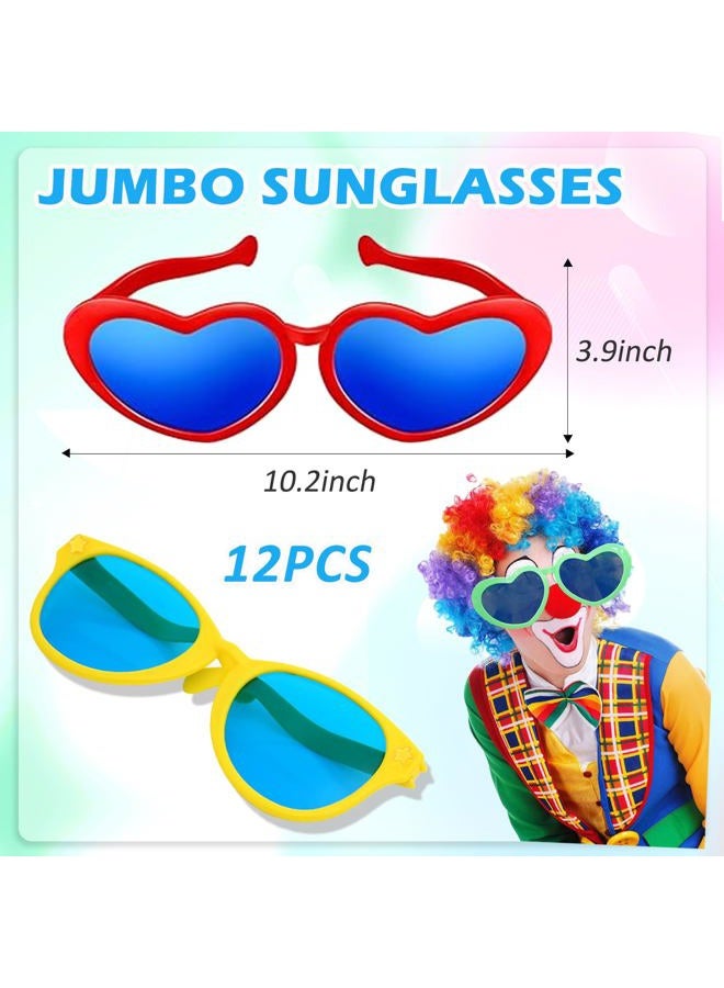 Kabcifea 12 Pieces Jumbo Funny Sunglasses,Giant Sunglasses Novelty Clown Props Party Sunglasses Big Sunglasses Funny Oversized Eyewear for Festival Costume Cosplay Party Supplies Accessories - Image 2