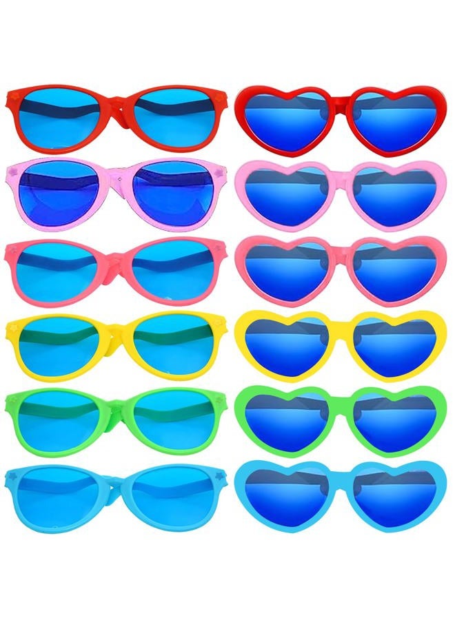 Kabcifea 12 Pieces Jumbo Funny Sunglasses,Giant Sunglasses Novelty Clown Props Party Sunglasses Big Sunglasses Funny Oversized Eyewear for Festival Costume Cosplay Party Supplies Accessories - Image 1