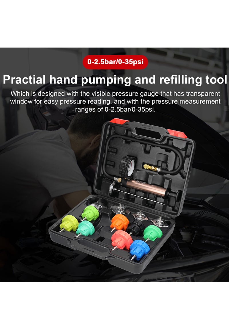 Generic Universal Car Tanks Leak Detection Automotive Leakage Detector Tool Radiator Water Pressure Tester Auto Air Conditioning Cooling Coolant Vacuum Purge Tool Kit  - Image 4