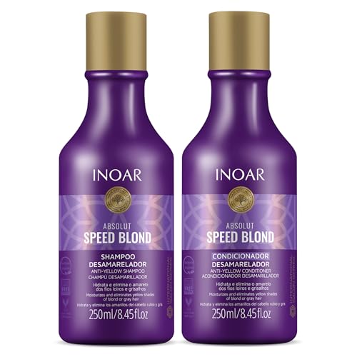 Inoar Absolut Speed Blond Shampoo & Conditioner Kit with Argan Oil for Blonde, Silver & Gray Hair with Tone Neutralization & Hydration, 8.45 fl.oz - Image 1