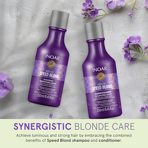 Inoar Absolut Speed Blond Shampoo & Conditioner Kit with Argan Oil for Blonde, Silver & Gray Hair with Tone Neutralization & Hydration, 8.45 fl.oz - Image 5