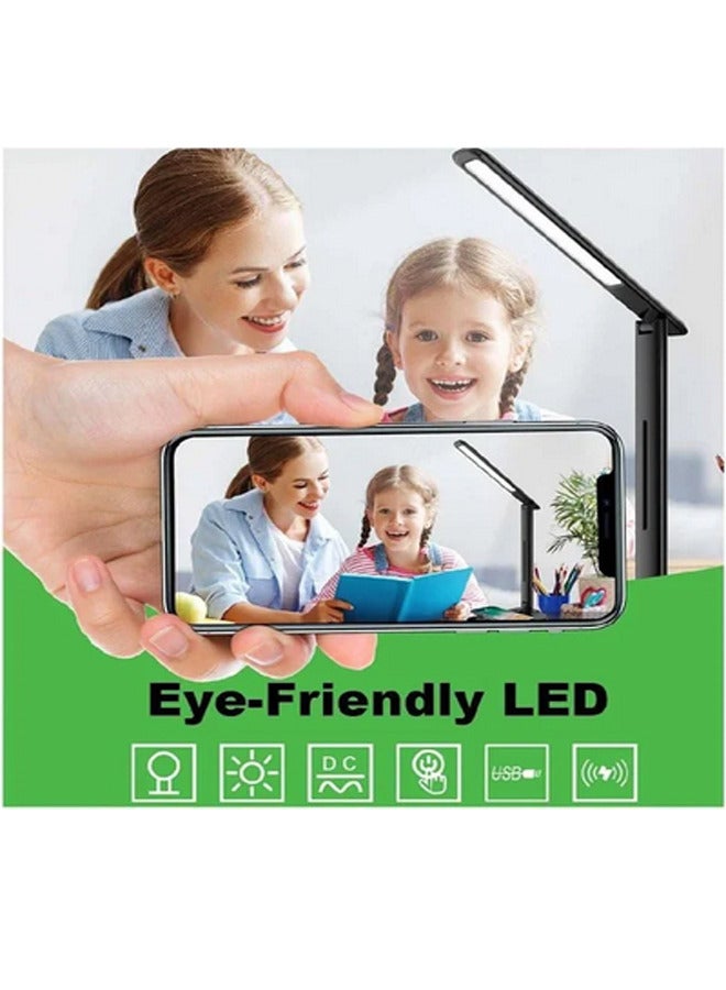 مصباح مكتب دراسة وقراءة LED، شحن لاسلكي USB مصباح مكتب لغرفة النوم، مصباح مكتبي قابل للطي لتعلم سكن الطلاب - Image 3