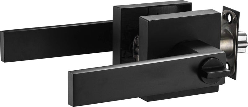 Berlin Modisch Contemporary Square Entry Lever Door Handle and Single Cylinder Deadbolt Locking Lever Handle Set [Front Door or Office] Right & Left Sided Doors Heavy Duty – Iron Black Finish - Image 3
