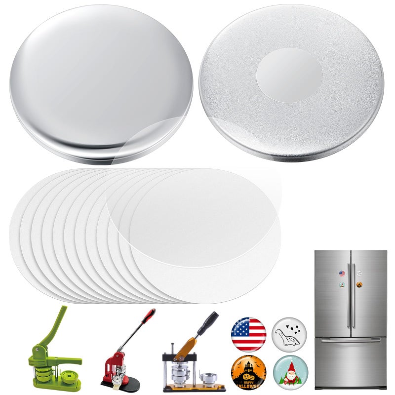 Tellegloww 12 Sets Magnet Button Maker 225 Inches 58 mm Approx 214 Inch Metal Fridge Magnet Supplies Round Badge Pin Button Parts for Fridge Office Locker Whiteboard Machine Not Included