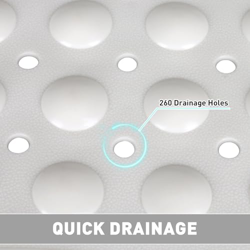 Mofonky Shower Mat Non Slip: 35.4 x 23.6 Inch Extra Large TPE Shower Mats for Inside Shower - Anti Slip Shower Stall Matt with Drain Hole and Suction Cups for Elderly - Image 5