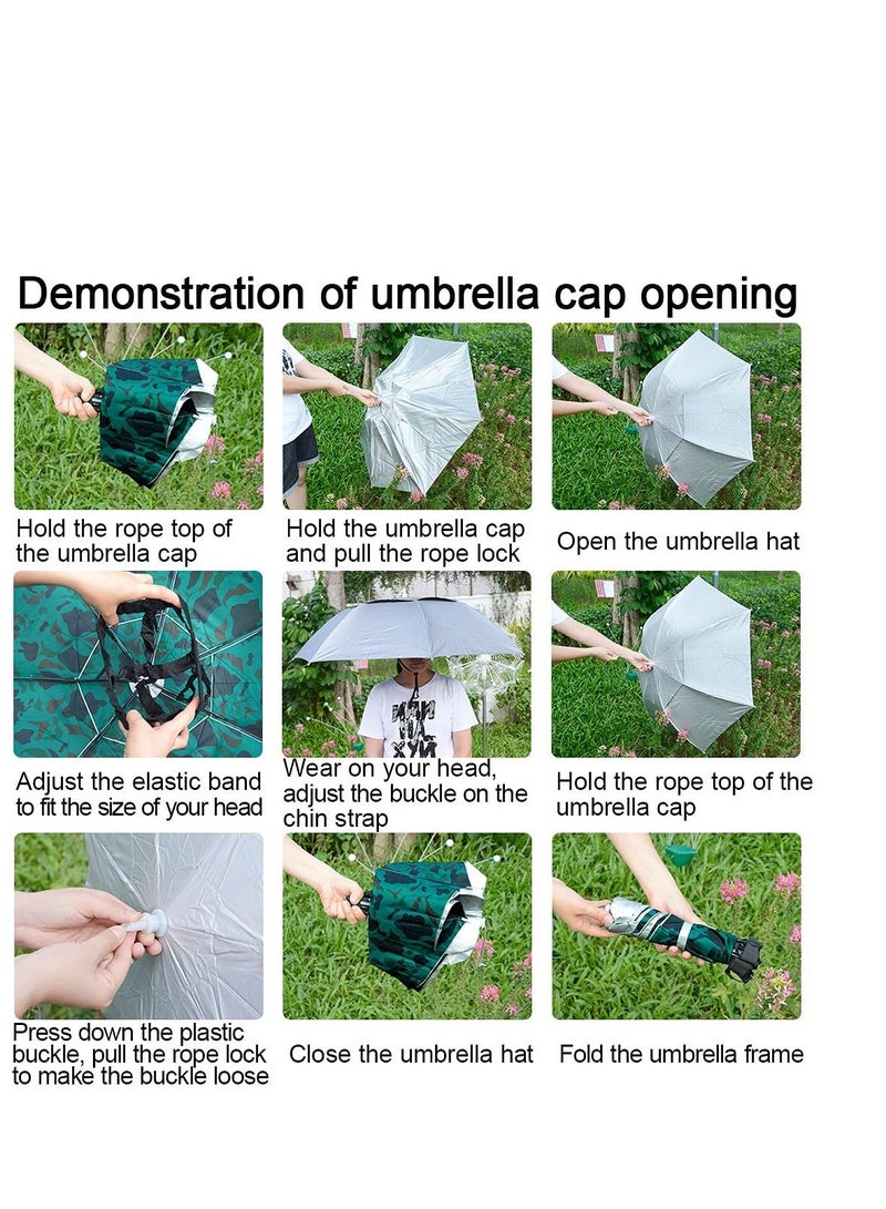 NIBEMINENT Umbrella Hat Fishing Folding Adjustable Sun Rain Cap, Free Cap for Adults Children, Anti-UV Waterproof Headwear Gardening Golf Sunshade Outdoor  - Image 4