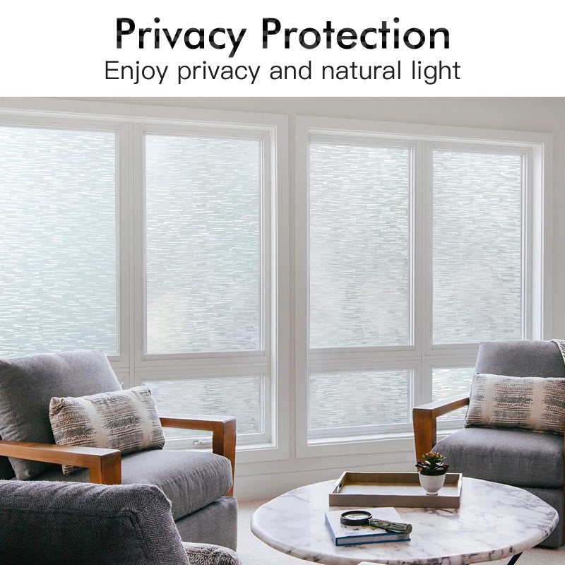 Haton Window Privacy Film  Frosted Glass Window Film  Static Cling UV Blocking Removable Window Clings  Opaque Window Stickers  Vinyl Window Coverings for Home Office  Non Adhesive 11.8 x 118.1 Inches - Image 1