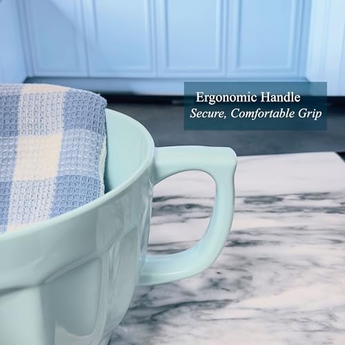 UPware Latte Style Melamine Batter Bowl with Pour Spout, Handle and Non-Slip Base, Grip Handle for Easy Mix and Pour, Home Essentials Cooking and Baking Tools, 4.3 quart, 11.5 x 8.75 Inch, Blue - Image 5