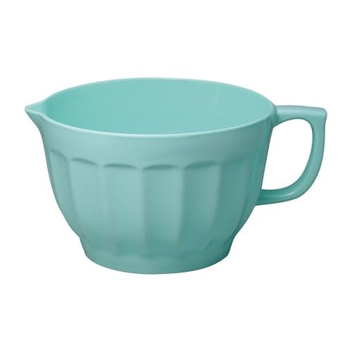 UPware Latte Style Melamine Batter Bowl with Pour Spout, Handle and Non-Slip Base, Grip Handle for Easy Mix and Pour, Home Essentials Cooking and Baking Tools, 4.3 quart, 11.5 x 8.75 Inch, Blue - Image 1