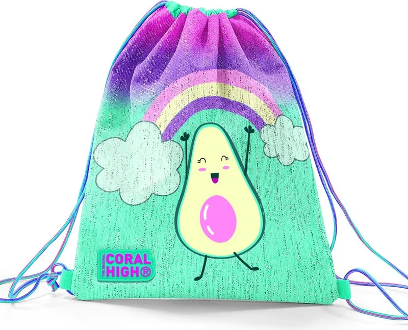 كورال هاي Kids Pink Water Green Avocado Patterned Drawstring Backpack 22695